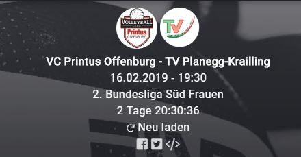 VC Printus Offenburg vs. TV Planegg-Krailling im Stream